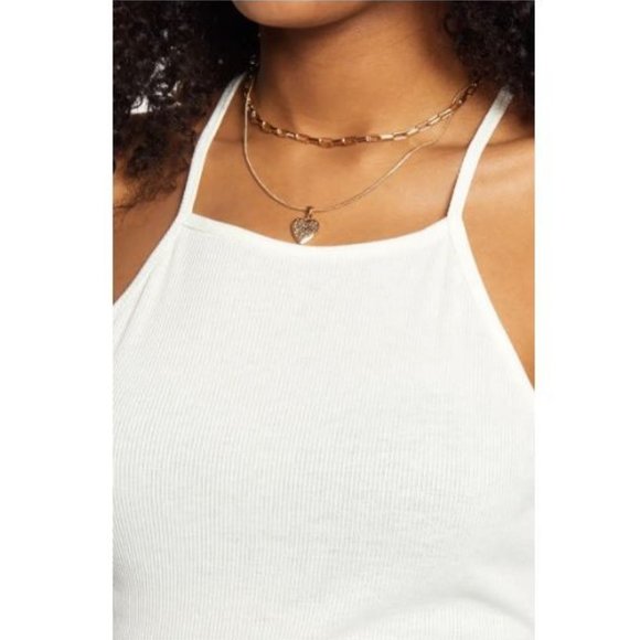 🆕️ 🔥 Free if you take whit a bundel 🔥 New Ribbed Tie Back Crop Tank BP. Ivory - Picture 3 of 7